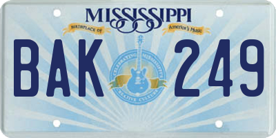 MS license plate BAK249