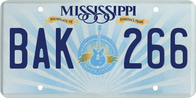 MS license plate BAK266