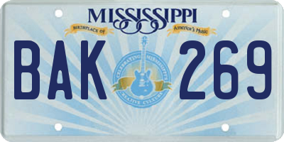 MS license plate BAK269