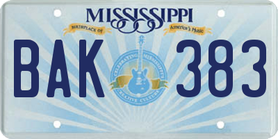 MS license plate BAK383
