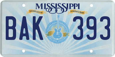 MS license plate BAK393