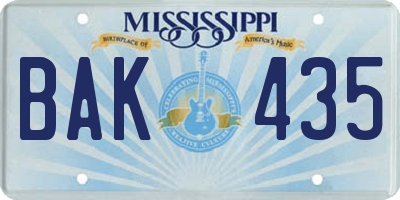 MS license plate BAK435