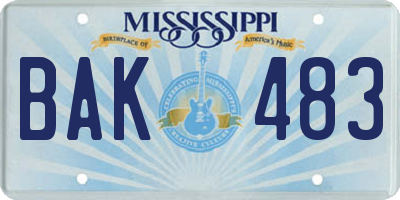MS license plate BAK483