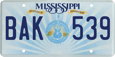 MS license plate BAK539