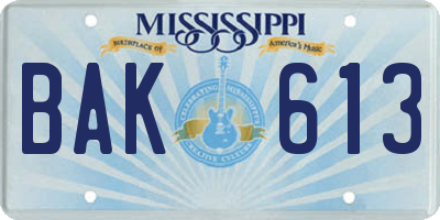 MS license plate BAK613