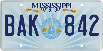 MS license plate BAK842