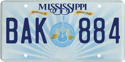 MS license plate BAK884