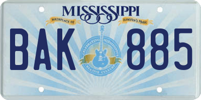 MS license plate BAK885