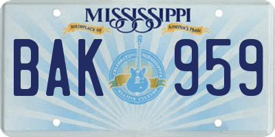 MS license plate BAK959