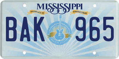 MS license plate BAK965