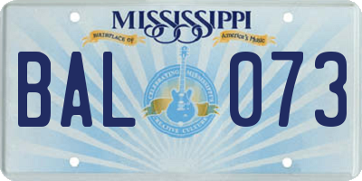 MS license plate BAL073