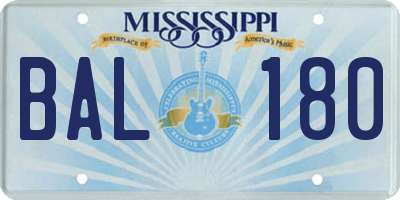 MS license plate BAL180
