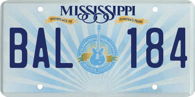 MS license plate BAL184
