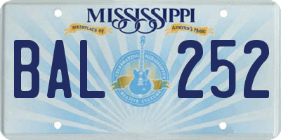 MS license plate BAL252