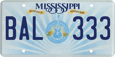 MS license plate BAL333