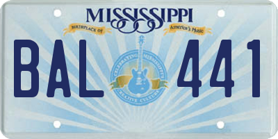 MS license plate BAL441