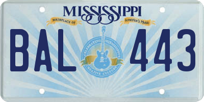 MS license plate BAL443
