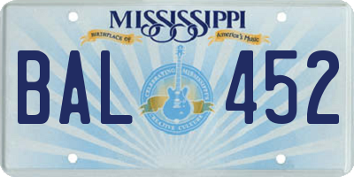 MS license plate BAL452