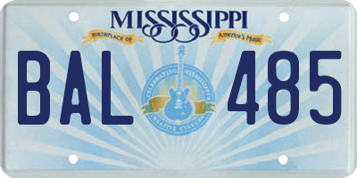 MS license plate BAL485