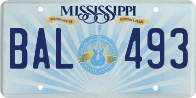 MS license plate BAL493