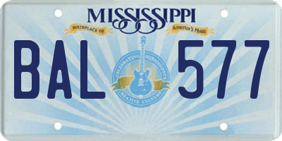 MS license plate BAL577