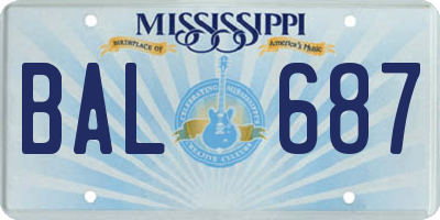 MS license plate BAL687