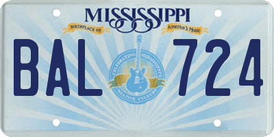 MS license plate BAL724
