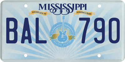 MS license plate BAL790