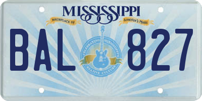 MS license plate BAL827