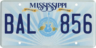 MS license plate BAL856