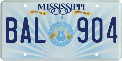 MS license plate BAL904
