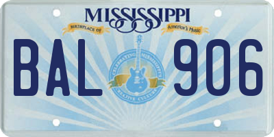 MS license plate BAL906