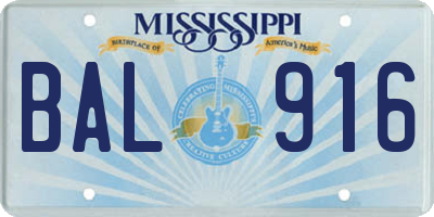 MS license plate BAL916