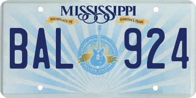 MS license plate BAL924