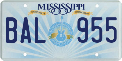 MS license plate BAL955