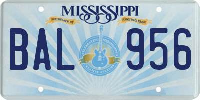 MS license plate BAL956