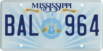 MS license plate BAL964