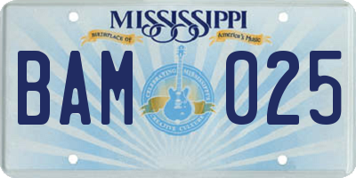 MS license plate BAM025