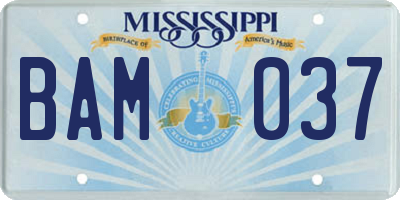 MS license plate BAM037