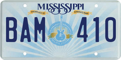 MS license plate BAM410
