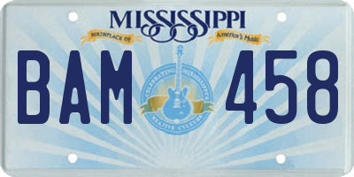 MS license plate BAM458