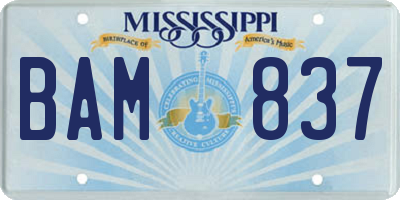 MS license plate BAM837
