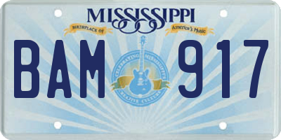MS license plate BAM917