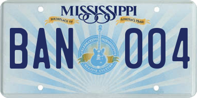 MS license plate BAN004