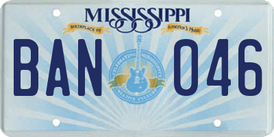 MS license plate BAN046