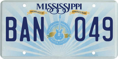 MS license plate BAN049