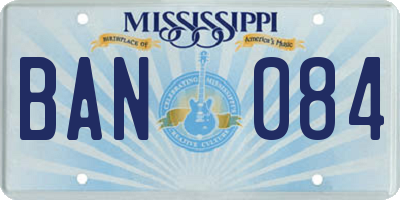 MS license plate BAN084