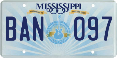 MS license plate BAN097