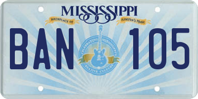 MS license plate BAN105
