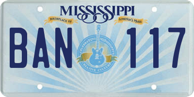 MS license plate BAN117